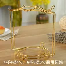 Luz de luxo ferro copo café cabide aço inoxidável Metal rack cozinha prateleira copo café 6 xícaras 6 pires cabide copo