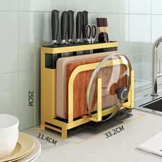 Aço inoxidável multifuncional cozinha tábua de corte pote tampa utensílios de cozinha armazenamento Rack sem pregos
