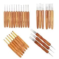 Crochê feito à mão com alça de bambu carbonizado, especial para suéteres de tricô, suéteres, materiais de tricô artesana
