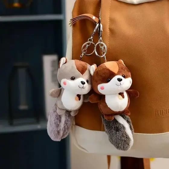 Chaveiros De Casal De Esquilo De Pelúcia Da Moda , Pingentes De Mochila Calmantes , Acessórios De Brinquedo De Bolsa Uni