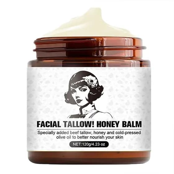 Bálsamo de Sebo e Mel - Creme Natural de Sebo Bovino 2025 para a Pele, 4,23 OZ, Hidratante Facial de Sebo para Pele Seca