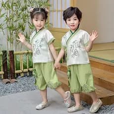 Menino Hanfu terno 2026 novo estilo traje das crianças bebê verão estilo chinês antigo traje Tang terno jovem mestre men