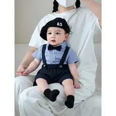 Menino terno 2026 novo estilo roupas infantis verão roupas de bebê macacão moda bebê camisa de manga curta na moda