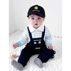 Macacão de bebê primavera outono estilo falso duas peças de manga comprida roupas de passeio