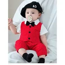 Menino bebê vestido de um ano presentes cem dias roupas de banquete mês inteiro cavalheiro macacão de bebê verão cem dia