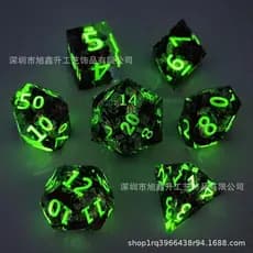 Dados de resina luminosa DND Jogo de tabuleiro Dungeons and Dragons COC Cthulhu Running Group dados D6 Ângulo reto