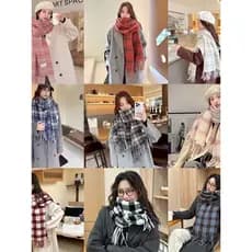 Novo círculo fio imitação de caxemira xadrez cachecol outono inverno homens mulheres casais engrossado quente xale cache