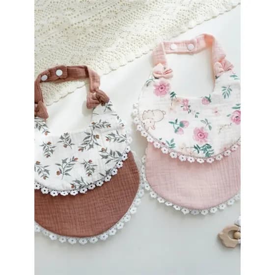 Novo estilo ins renda bebê babador crepe crepe fio de algodão babador bonito dos desenhos animados princesa Saliva toalh