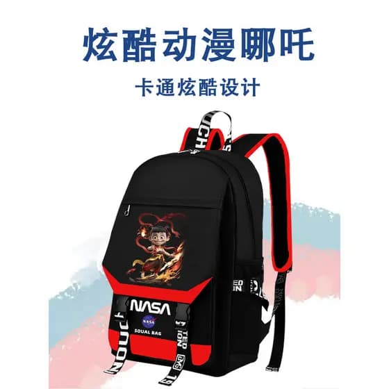2025 Nezha Animação Mochila Masculina Estudante do Ensino Fundamental Adulto Mochila Mochila Estudante do Ensino Médio M