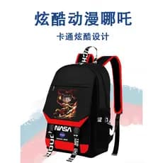 2025 Nezha Animação Mochila Masculina Estudante do Ensino Fundamental Adulto Mochila Mochila Estudante do Ensino Médio M