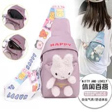 Bonito bonito coelho saco menina mochila mensageiro pequeno saco leve All-Match passeio jogar saco de peito das crianças