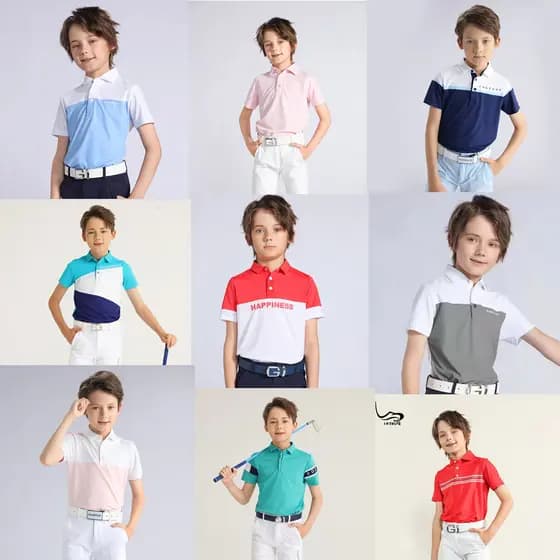 EG roupas de golfe infantis meninos camiseta de manga curta camisa POLO verão juventude roupas esportivas infantis topos