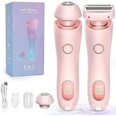 Removedor de pelos elétrico feminino 2 em 1, adequado para as pernas, à prova d'água, uso duplo para seco e molhado, rem
