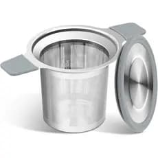Coador de chá de dupla face ZPUFAW, equipado com tampa e camada de isolamento de silicone para evitar queimaduras, f