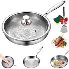 Panela de titânio Silat, panela de titânio martelada ultra-durável com tampa, utensílio de cozinha antiaderente multifun