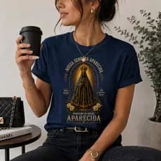 Camiseta Feminina Babylook t shirt blusinha nossa senhora aparecida