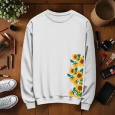Moletom Gola Careca Personalizado Com Girassol E Flores Coloridas Lançamento Envio Rápido