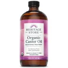 HERITAGE STORE Óleo de Rícino Orgânico - Frasco de Vidro - Tratamento Nutritivo para Cabelo e Pele - Sérum para Cílios,