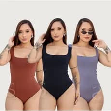 QUADRADO Kit 3 Peças Body Alça larga Sem bojo Suplex Blusinha Feminina novidade