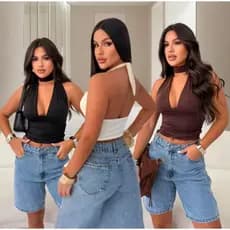 KIT 3 CROPD AMARRAÇÃO SUPLEX SEM BOJO NOVIDADE ROUPA FEMENINA TÊNDENCIA DIA A DIA BODI