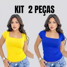 BABY LOOK KIT 2 Blusinha Básica Dia a Dia Suplex Sem bojo ideal para a Copa Do Mundo 2026 Brasil