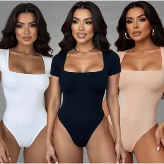 KIT MANGÁ Curta Body De ore Quadrado Suplex Roupa Feminina Pra Verão Decote Forrado Premium 01