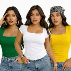 BABY LOOK Blusinha Suplex Sem Bojo Básica Dia a Dia Novidade Cores do BRASIL Copa do Mundo