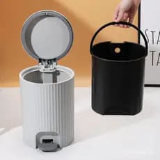 Lixeira de plástico com pedal para cozinha doméstica, lixeira sanitária de banheiro com tampa e sistema de abertura lent