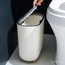 Lixeira fina com tampa retrátil para uso doméstico, lixeira estreita para banheiro e cozinha, lixeira coberta para uso n