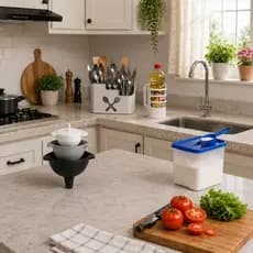 Kit Organizador Cozinha Completo Porta Talheres Kit 3 Funil Porta Óleo Porta Sabão Multiuso Premium