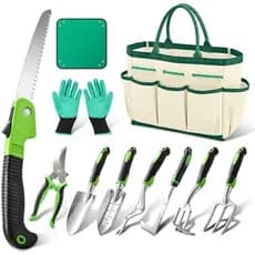 Conjunto De Ferramentas De Jardim Jardinagem-Kit Alumínio Resistente Com Alça Antiderrapante , Luvas E Bolsa Para Capina