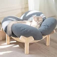 CHEERHOME PETS Cama Elevada Para Gatos De Madeira Com Almofada Sofá Fofo Animais De Estimação Internos Espreguiçadeira G
