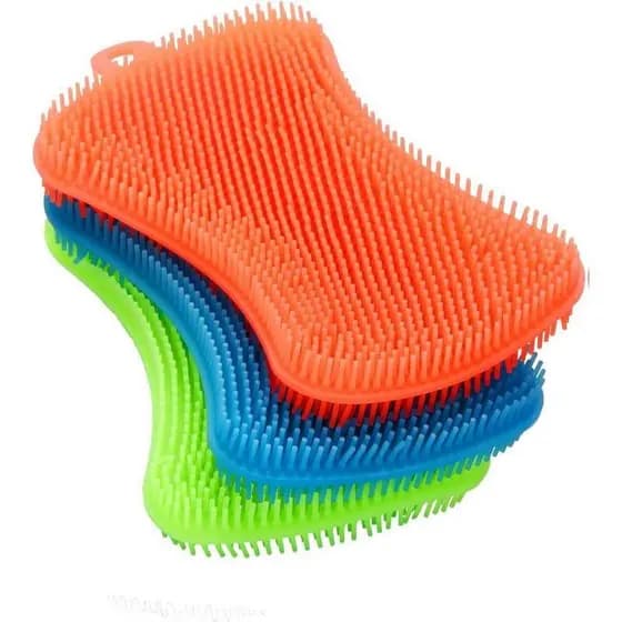 Conjunto de 3 esponjas para lavar louça, feito de material de alta qualidade e próprio para alimentos - acessório de coz