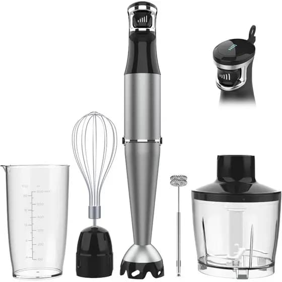 Liquidificador de Imersão Turelar, Conjunto de Liquidificadores Manuais com Fio 1100W, Velocidade Variável com Gatilho,