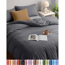 Capa de Edredom Utopia Bedding Dupla - Microfibra de Poliéster Macia - Conjunto de Capa de Edredom com Fronhas (Cinza)