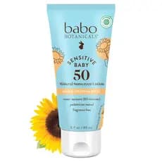 Babo Botanicals Loção Protetora Solar Mineral para Bebês com Pele Sensível SPF50 - Óxido de Zinco Natural - Rosto e Corp