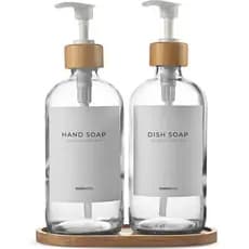 Dispensador de Sabão para Louça MaisoNovo em Vidro para Cozinha, Conjunto de 2 - 16,9oz, Conjunto de Dispensadores de Sa