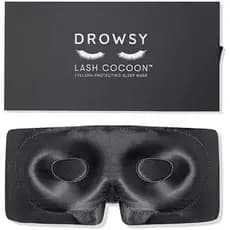 DROWSY Máscara Protetora De Seda Para Dormir Cílios Naturais & amp ; Extensões . Copos Profundos , Pressão Zero , Blacko