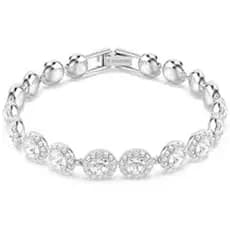 Pulseira De Tênis Swarovski Una Angelic , Corte Redondo , Transparente , Acabamento Em Ródio