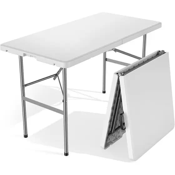 Mesa de Piquenique Dobrável Sweetcrispy de 4 Pés, Fácil de Dobrar e Guardar, Mesa Dobrável para Camping, Piquenique, Jan