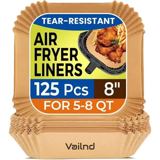 Forros de Papel para Air Fryer, 125 Peças de Papel Pergaminho, Forros Descartáveis para Air Fryer e Micro-ondas, Forro Q