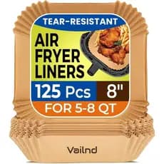 Forros de Papel para Air Fryer, 125 Peças de Papel Pergaminho, Forros Descartáveis para Air Fryer e Micro-ondas, Forro Q