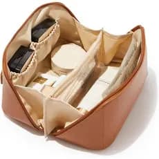 Bolsa de Maquiagem de Viagem EACHY, Bolsa de Maquiagem Feminina de Grande Capacidade, Couro PU Impermeável, Bolsa de Hig