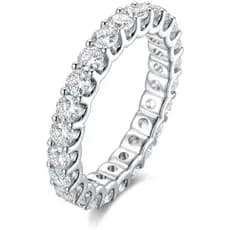 AURALUME Lab Growd Diamond Eternity Band 2.75cttw Pedra Completa D Cor VVS Clareza 3mm S925 Prata Esterlina Aniversário