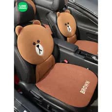 Urso marrom inverno carro almofada de pelúcia dos desenhos animados bonito senhoras capa de assento traseiro almofada de