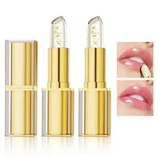 2 PCS Batom que Muda de Cor, Batom PH Cristal Dourado à Prova de Transferência, Batom Transparente que Muda de Cor, Nutr
