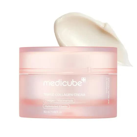 medicube Creme Triplo Colágeno - Creme Hidratante e Firmador, Contém Ácido Hialurônico, Elastina Premium, Manteiga de Ka