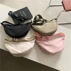 Bolsa feminina, bolsa dumpling, bolsa de lona, bolsa de ombro, bolsa transversal, bolsa sling, bolsa de mão feminina, mo