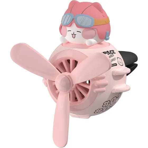 Aromatizador de ar para carro, difusor de fragrância em forma de gato piloto fofo, com hélice giratória, ventilador de s