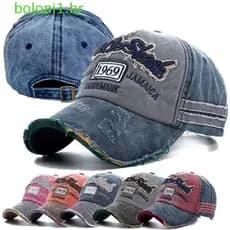 Boné Snapback BOLONI, Boné de Beisebol Vintage em Denim Lavado com Letras, Boné Casual Ajustável Estilo Hip-Hop 1969 ZMH